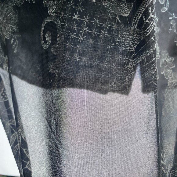 Decree Sheet Floral Whimsigoth Button Up Shirt Black Roll Tab Paisley Witchy-L - Picture 12 of 12